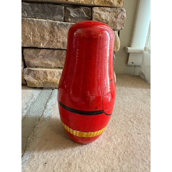 Vintage Russian Wooden Folk Art Hand Painted Nesting Santa with Children - Picture 4 of 10